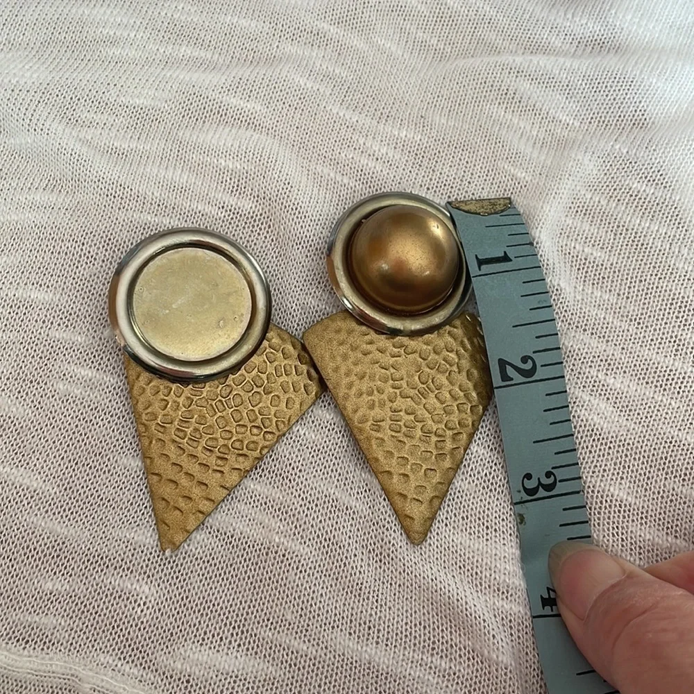 Vintage Gold Tone Large Hammered Earrings